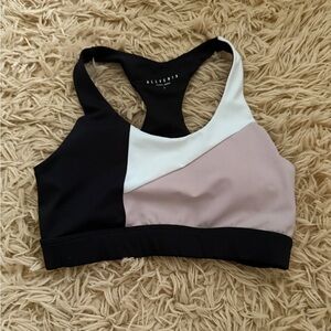 black, white & pink sports bra